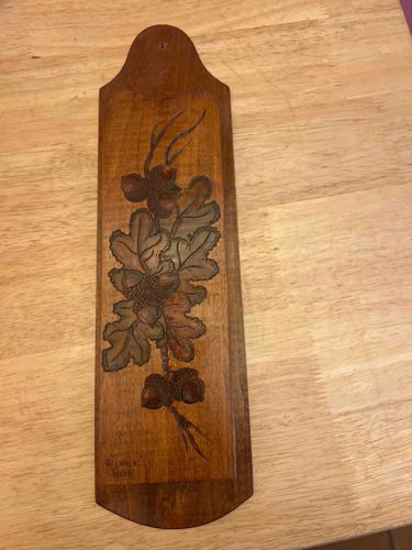 Vintage Hand-Carved Oak and Acorn Wooden Wall Plaque