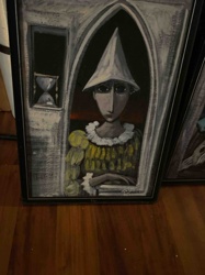 Surreal Figural Painting with Hourglass