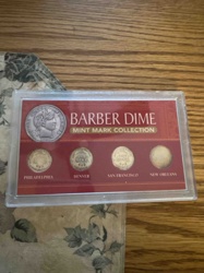 Barber Dime Mint Mark Collection in Display Case