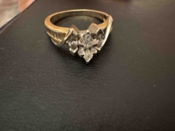 Two-Tone Multi-Stone Cluster Ring