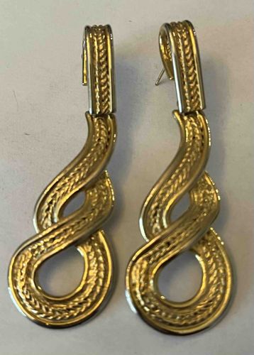 Gold-Tone Dangle Drop Earrings with Infinity Loop Design