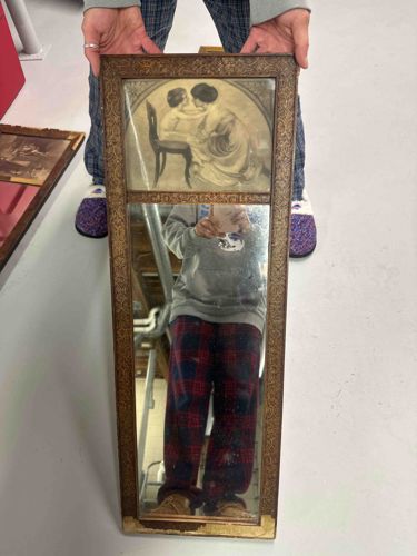 Art Nouveau Transferware Mirror with Figural Scene