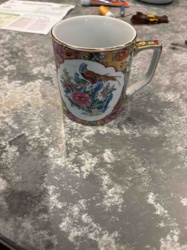 Famille Rose Style Porcelain Mug with Bird and Floral Motif