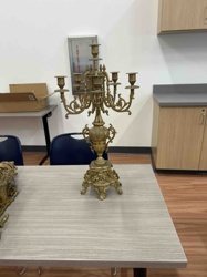 Seven-Light Ornate Brass/Bronze Candelabra