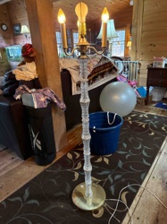 Crystal and Brass Three-Light Candelabra Floor Lamp