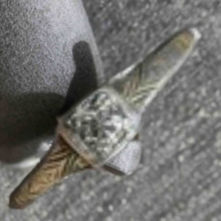 Antiqued Gold Ring with Decorated Bezel