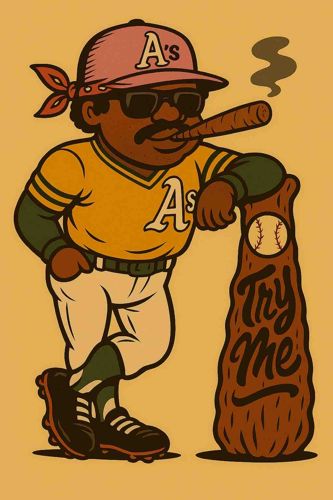 Oakland Athletics 'Try Me' Baseball Character Illustration