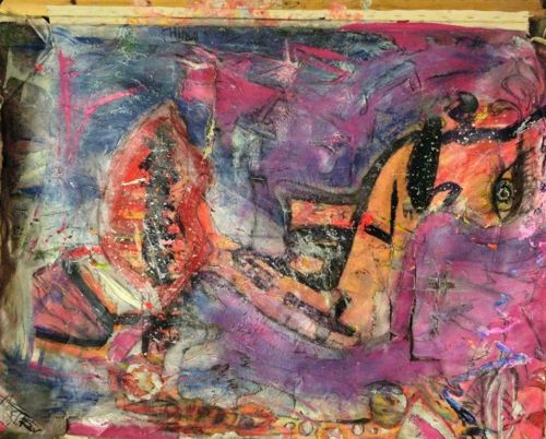 Mixed-Media Abstract Portrait on Paper