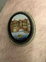 Vintage Italian Micro Mosaic Brooch depicting Rialto Bridge