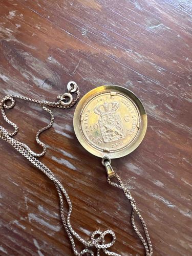 1875 King Willem III 10 Gulden Gold Coin Pendant