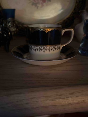 Vintage Cobalt Blue and Gold Demitasse Cup and Saucer