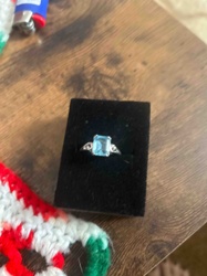 Emerald Cut Blue Topaz Ring with Accent Stones