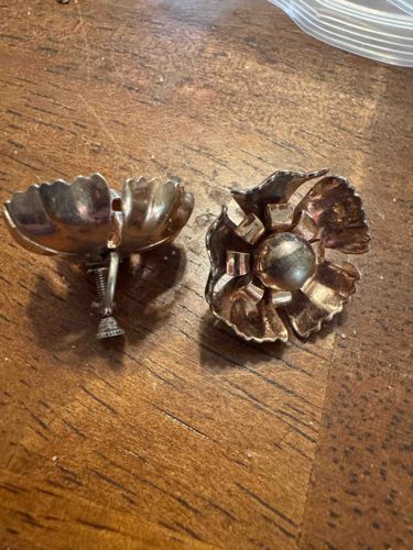 Vintage Floral Sterling Screw-Back Earrings