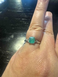 Emerald and Diamond (or simulant) Accent Ring