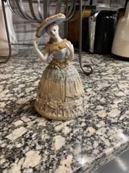 Lace-Draped Porcelain Half-Doll Figure