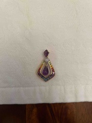 Multi-Gemstone and Amethyst Gold Pendant