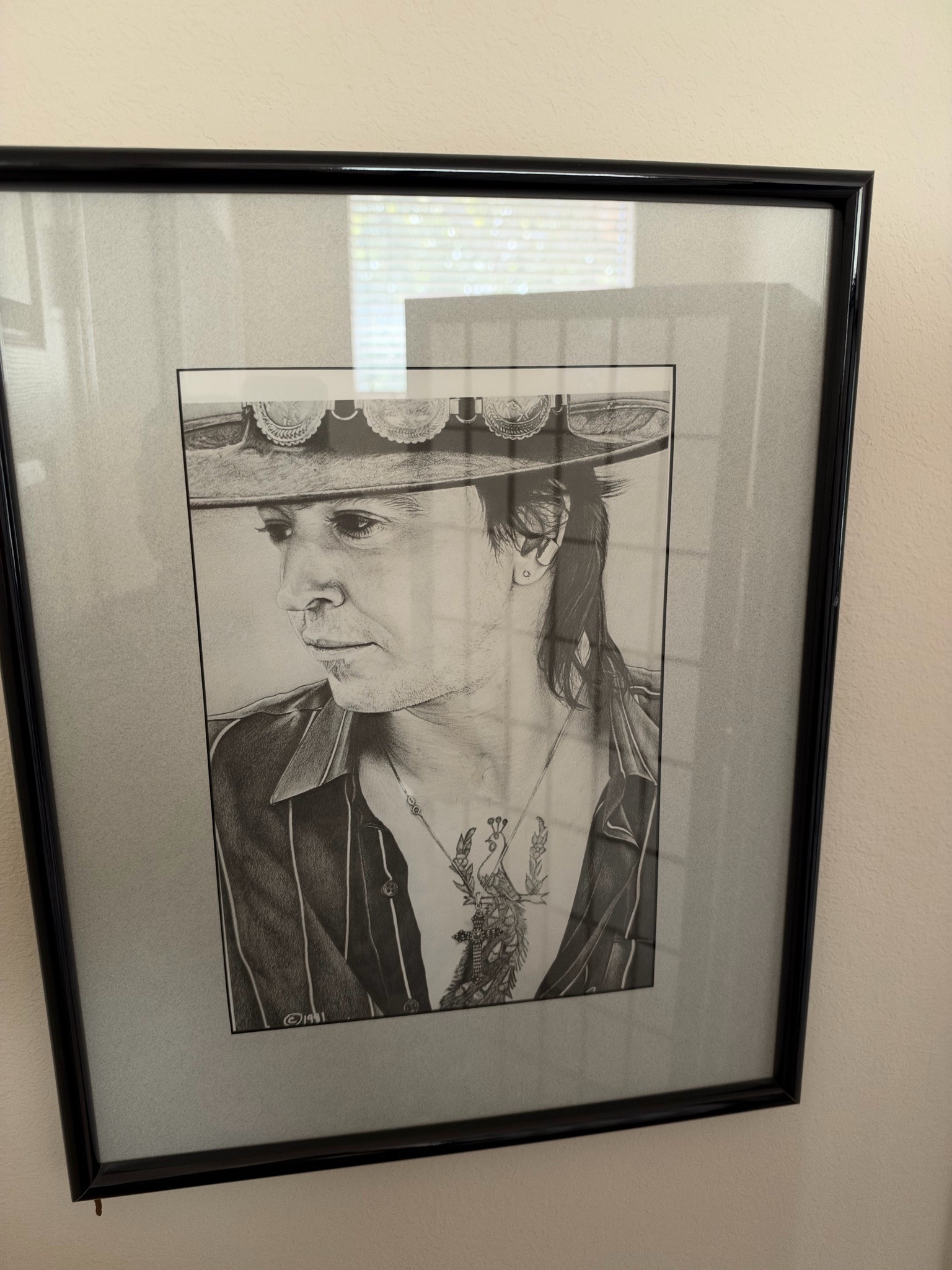 Submitted photo of Graphite portrait drawing of Stevie Ray Vaughan