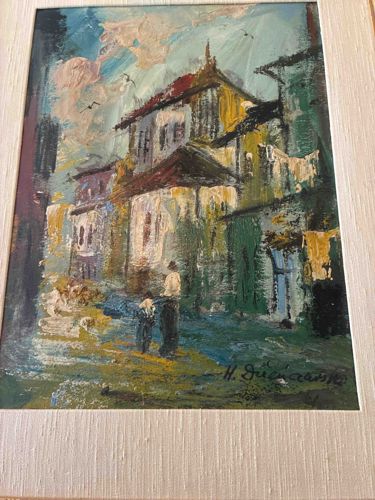 Impasto Street Scene Oil Painting by H. Duencuand (or similar signature)