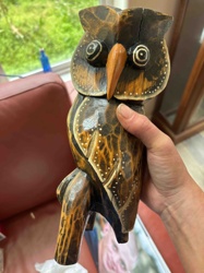 Carved Wooden Owl Figurine