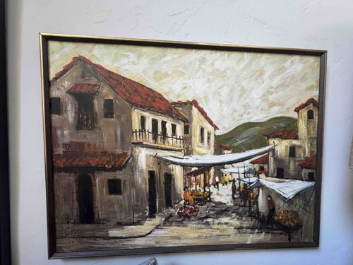 Oil Painting: Mediterranean/Market Street Scene