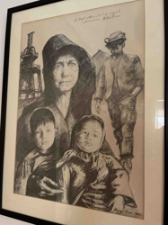 Andrew Vicari Signed Drawing 'Miners' Family' dated 1966