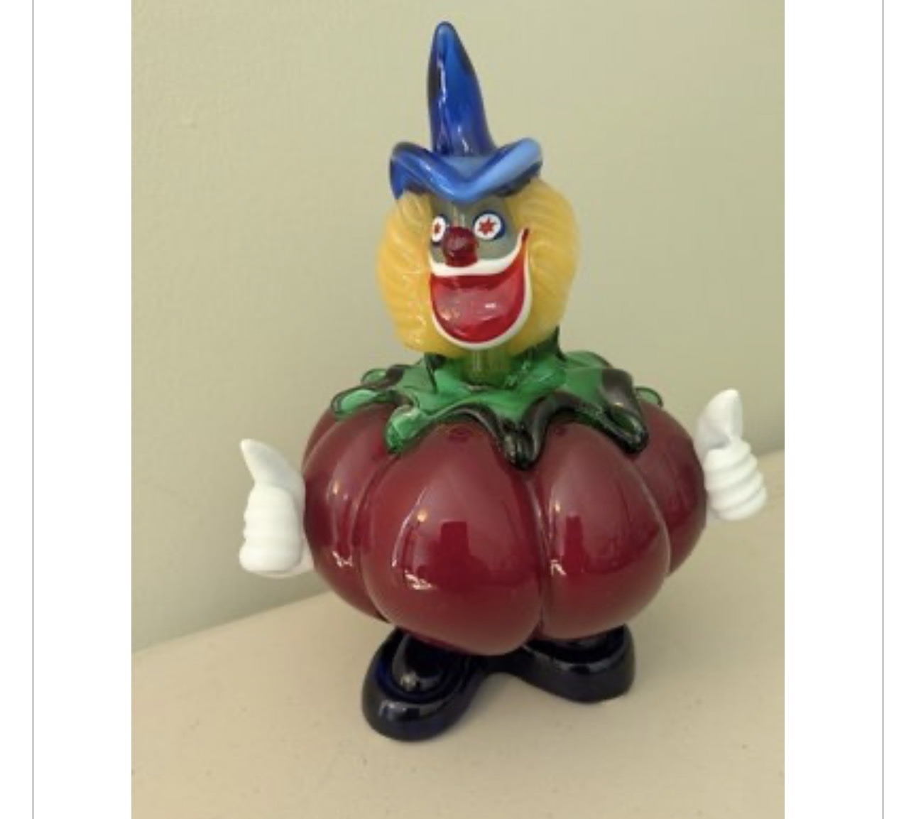 Submitted photo of Blown glass clown figurine