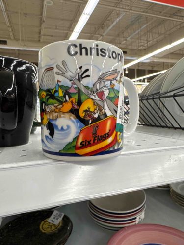 Vintage Personalized Six Flags Looney Tunes Ceramic Mug