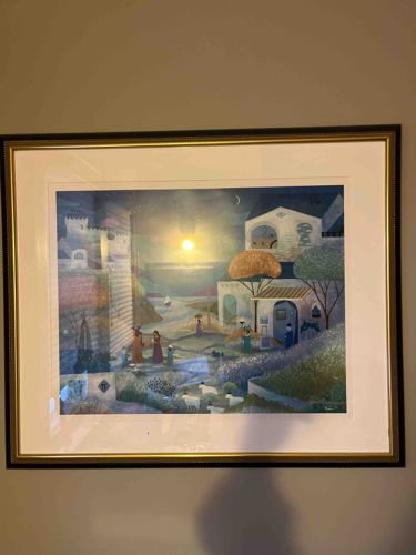 Framed Contemporary Naive Art Landscape Print
