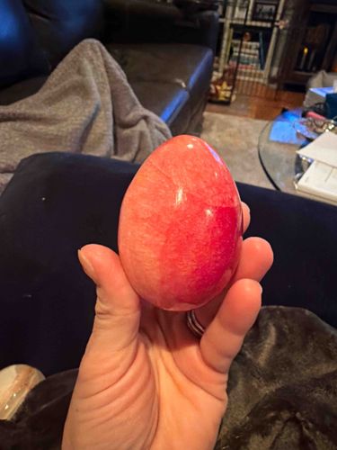 Polished Pink Alabaster or Marble Decorative Egg