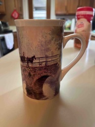Scenic Bridge and Horse-Drawn Cart Ceramic Mug