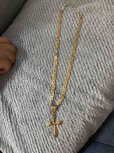 Anchor Link Chain with Cross Pendant