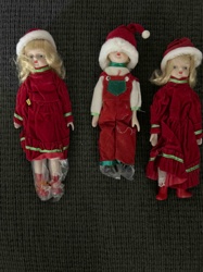 Set of Three Christmas Porcelain Dolls