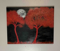 Red Trees and Moon by Ashley Lucion
