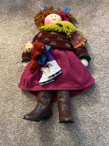 Artisan Soft Sculpture Cloth Doll with Cowgirl Boots and Accessories