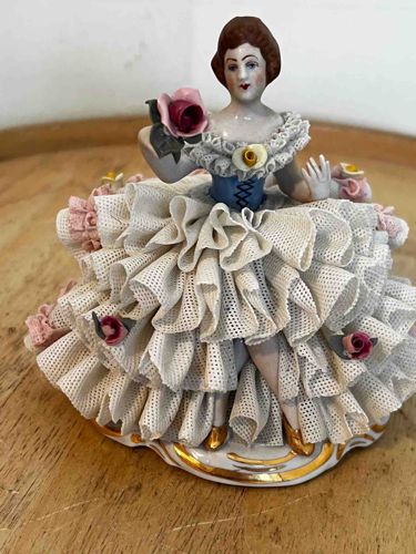 Dresden Lace Porcelain Figurine of a Lady