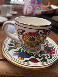 Hand-Painted Turkish Coffee Cup and Saucer Set