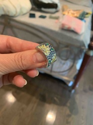 Pavé-Set Multi-Gemstone Floral Band Ring
