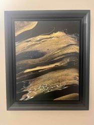 Abstract Gold and Black Acrylic Pour Painting