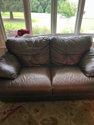 Brown Leather Loveseat