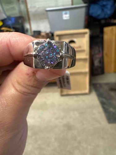 Men's Ring with Iridescent Druzy Stone