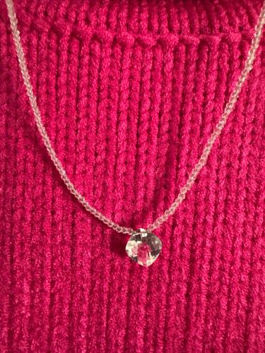 White Topaz Sterling Silver Pendant on Swarovski Crystal Beaded Chain