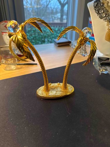 Swarovski Style Gold-Plated Double Palm Tree Crystal Figurine