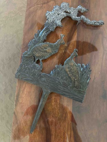 Vintage Cast Metal Quail Garden Stake Ornament