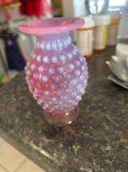 Pink Opalescent Hobnail Bud Vase