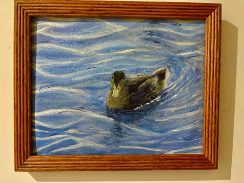 Duck on Water Painting by Mary Chesney