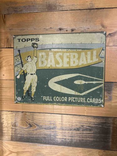 Vintage-Style Topps Baseball Full Color Picture Cards Metal Sign