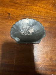 Scalloped Shell-Shaped Trinket Dish with Grapevine Motif