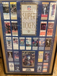 Framed Collection of NFL Super Bowl and Championship Game Commemorative Tickets