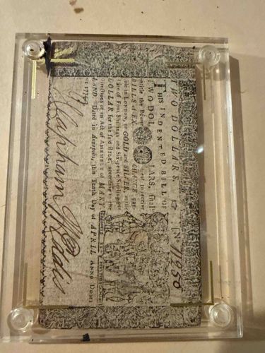 1774 Maryland Revolutionary War Period Two Dollar Indented Bill
