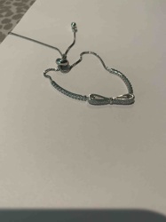 Silver-Toned Crystal Bow Bolo Bracelet